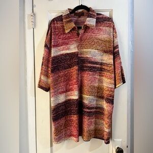 Creme de Silk Striped Silk Textured Casual Button Down Shirt XL